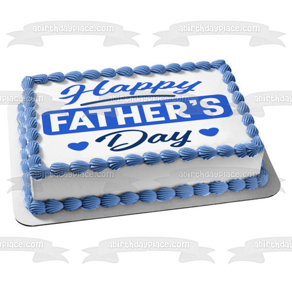 Adorno comestible para tarta con corazones azules, feliz día del padre, imagen ABPID57699 