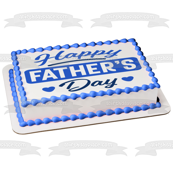 Adorno comestible para tarta con corazones azules, feliz día del padre, imagen ABPID57699 