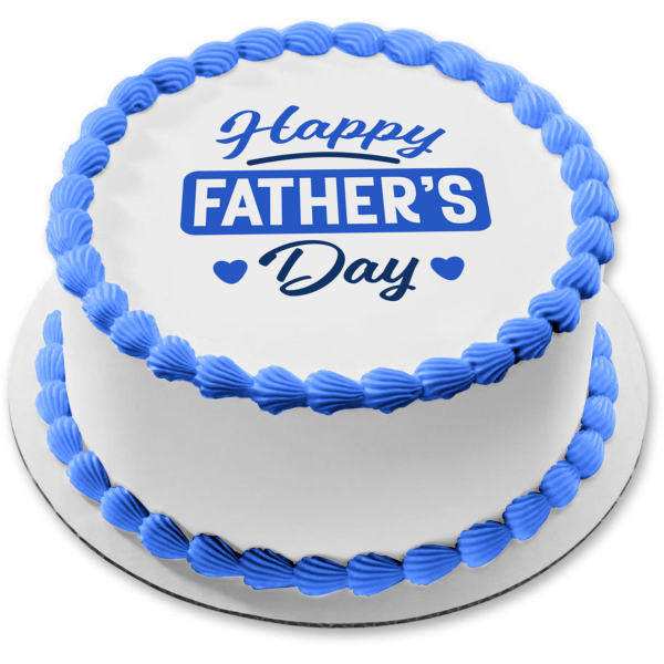 Adorno comestible para tarta con corazones azules, feliz día del padre, imagen ABPID57699 