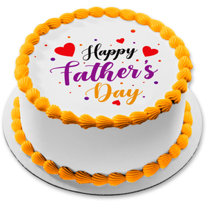Happy Father's Day Colorful Hearts Edible Cake Topper Image ABPID57700