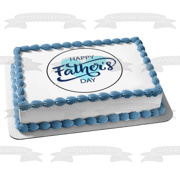 Happy Father's Day Blue Heart Edible Cake Topper Image ABPID57693