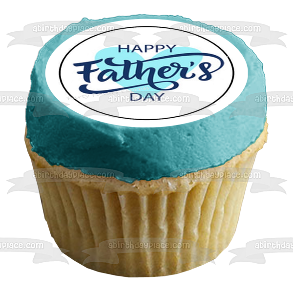 Happy Father's Day Blue Heart Edible Cake Topper Image ABPID57693