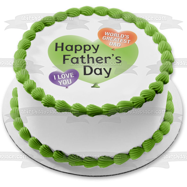 Feliz día del padre "El papá más grande del mundo" "Te amo" Imagen comestible para decoración de tarta ABPID57703