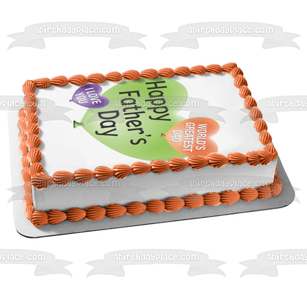 Feliz día del padre "El papá más grande del mundo" "Te amo" Imagen comestible para decoración de tarta ABPID57703