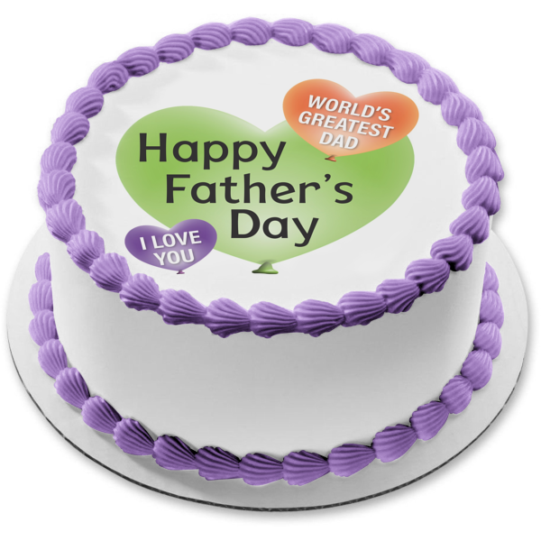 Feliz día del padre "El papá más grande del mundo" "Te amo" Imagen comestible para decoración de tarta ABPID57703
