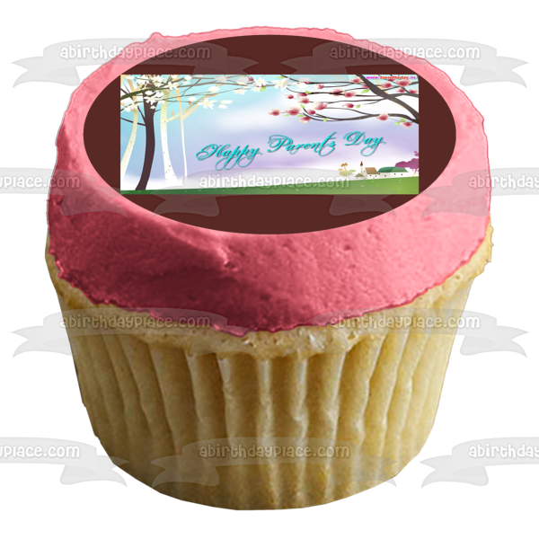 Happy Parent's Day Trees Edible Cake Topper Image ABPID57698