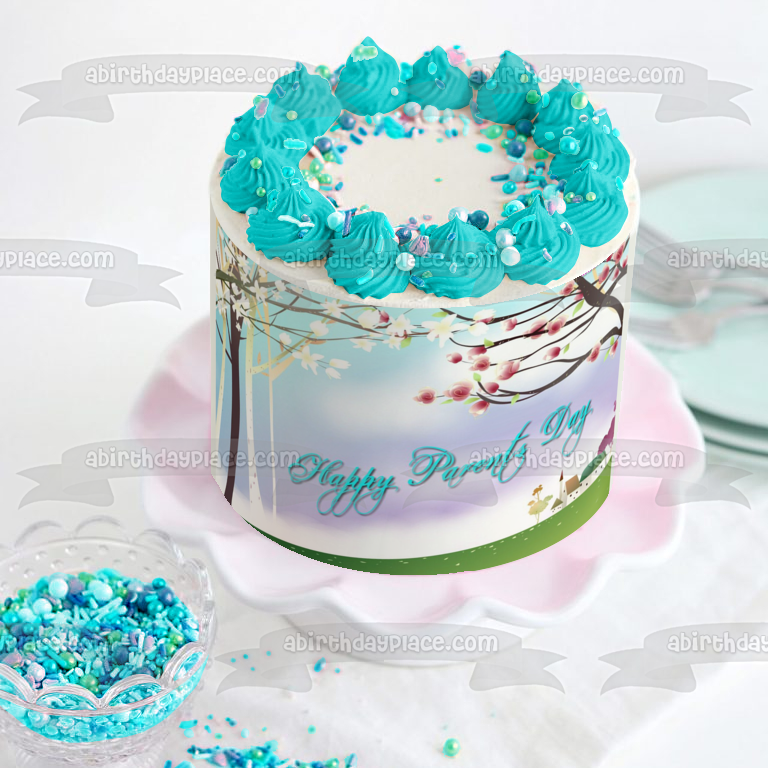 Happy Parent's Day Trees Edible Cake Topper Image ABPID57698