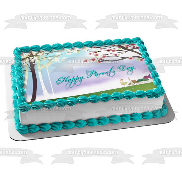Happy Parent's Day Trees Edible Cake Topper Image ABPID57698