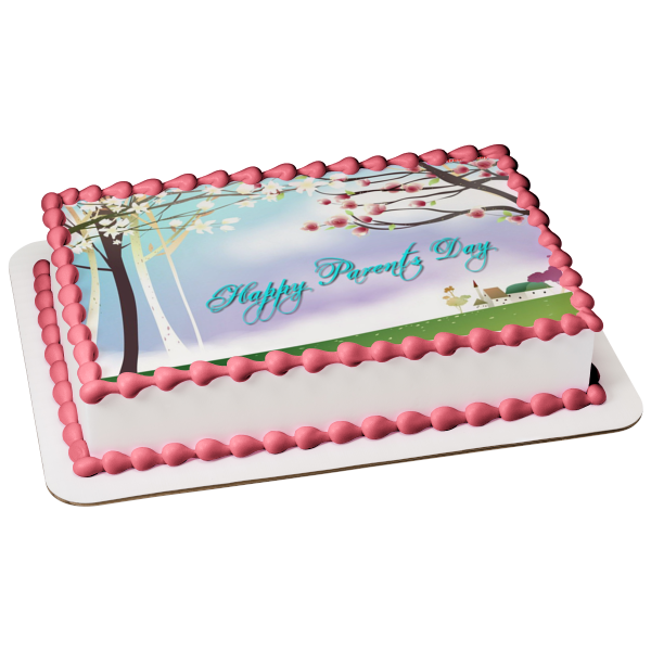 Happy Parent's Day Trees Edible Cake Topper Image ABPID57698
