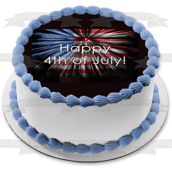 Feliz 4 de julio bandera estadounidense decoración comestible para tarta imagen ABPID57707 