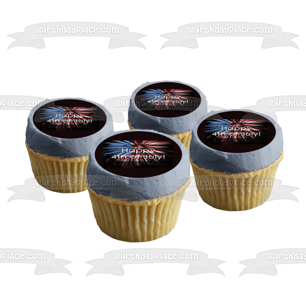 Feliz 4 de julio bandera estadounidense decoración comestible para tarta imagen ABPID57707 