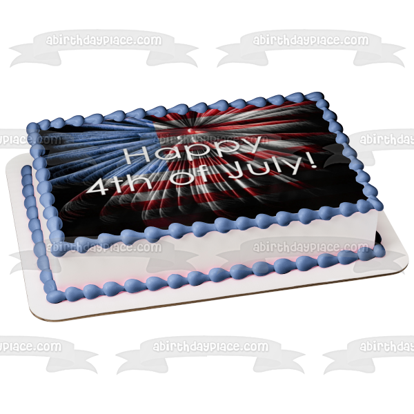 Happy 4th of July American Flag Edible Cake Topper Image ABPID57707