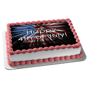 Happy 4th of July American Flag Edible Cake Topper Image ABPID57707