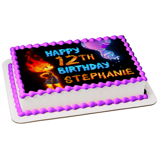 Elemental Wade and Ember Hanging Out Edible Cake Topper Image ABPID57714