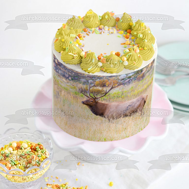 Imagen de adorno comestible para pastel de hierba seca de caza de alces ABPID57716 