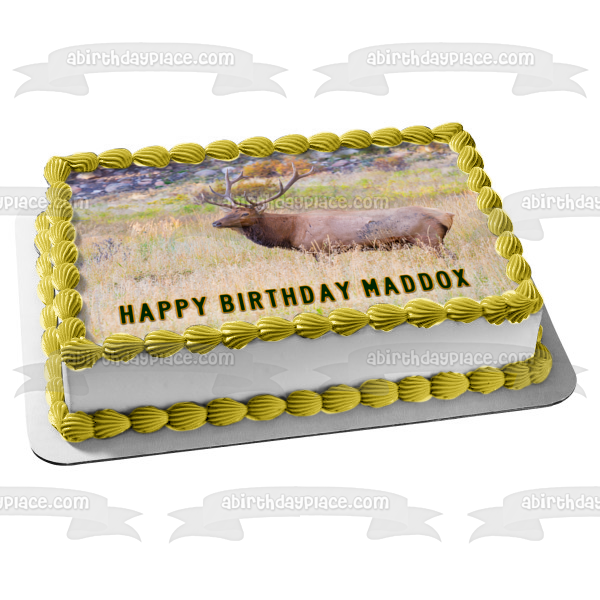Elk Hunting Dry Grass Edible Cake Topper Image ABPID57716