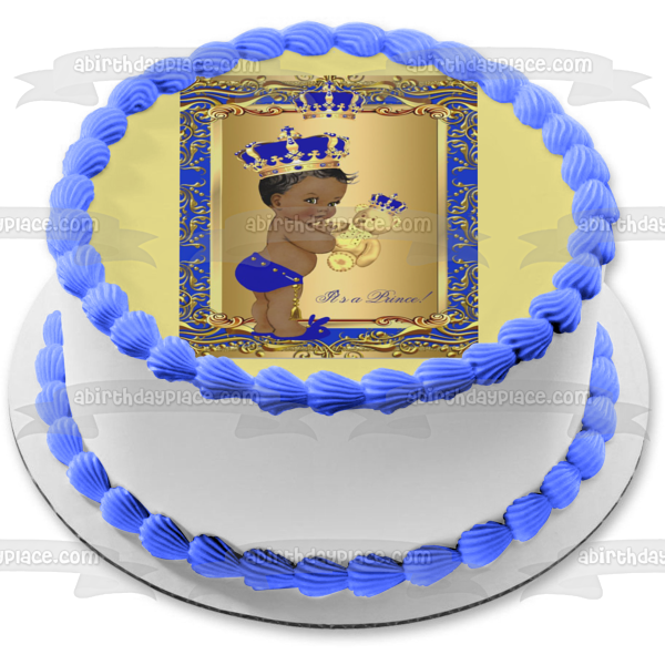 It's a Prince Royal Baby with a Teddy Bear Edible Cake Topper Image ABPID57717