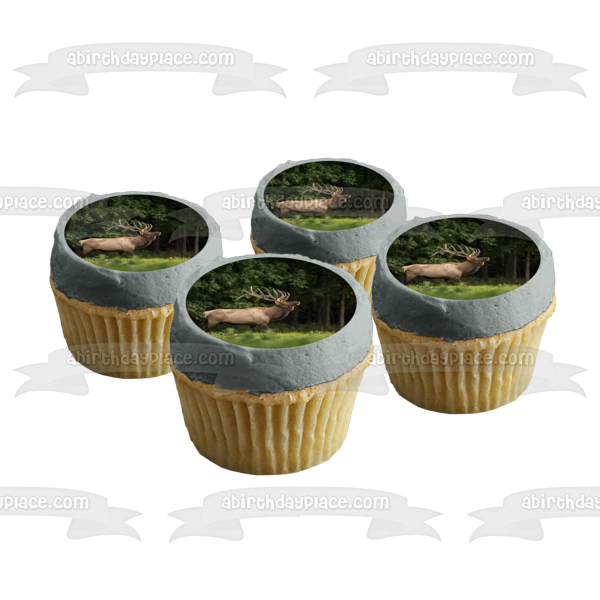 Imagen comestible para decoración de tarta con alce majestuoso en el bosque ABPID57718 