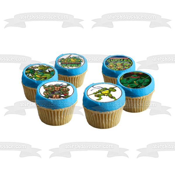 Teenage Mutant Ninja Turtles Logo Donatello Michaelangelo Leonardo and Raphael Tmnt Edible Cupcake Topper Images ABPID08073