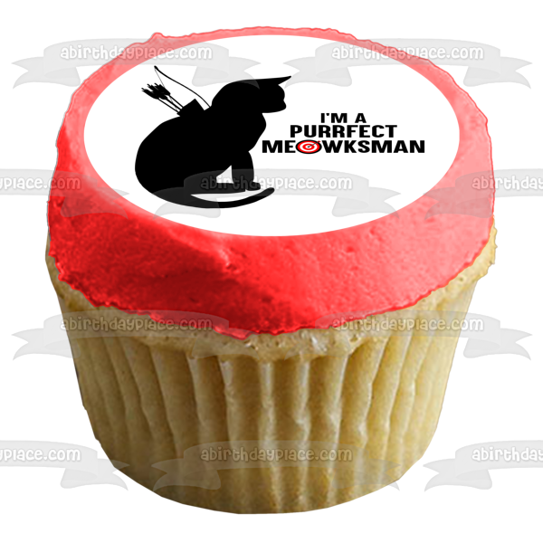 Purrfect Meowksman Archer Cat Silhouette Dungeons and Dragons Edible Cake Topper Image ABPID57719