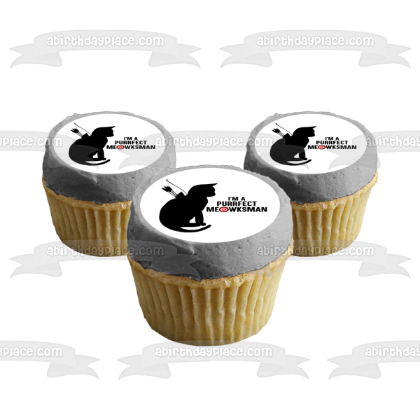 Purrfect Meowksman Archer Cat Silhouette Dungeons and Dragons Edible Cake Topper Image ABPID57719