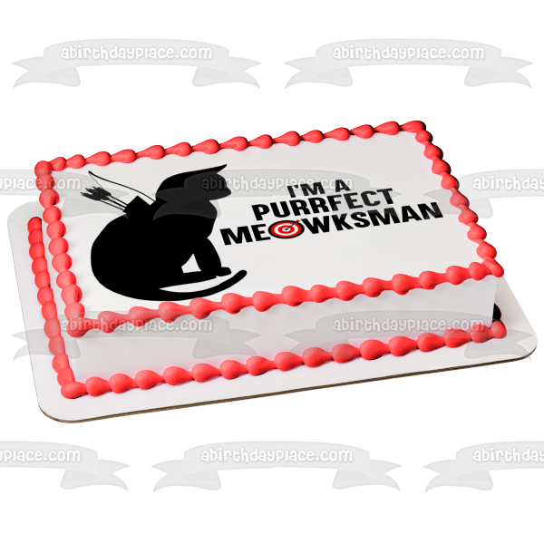 Purrfect Meowksman Archer Cat Silhouette Dungeons and Dragons Edible Cake Topper Image ABPID57719