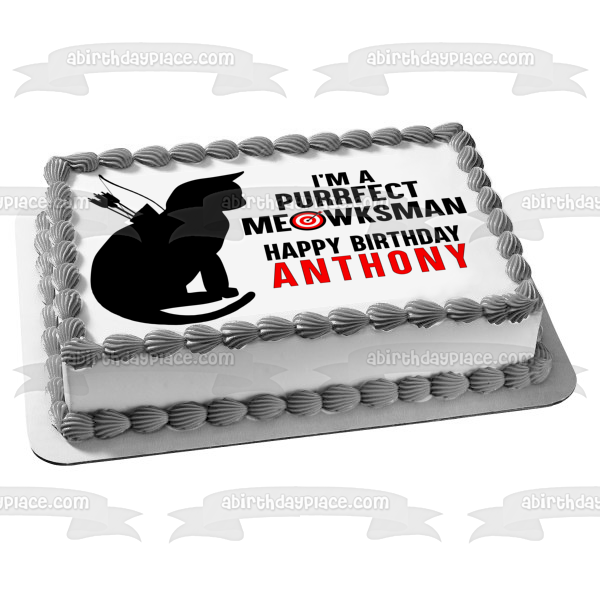 Purrfect Meowksman Archer Cat Silhouette Dungeons and Dragons Edible Cake Topper Image ABPID57719