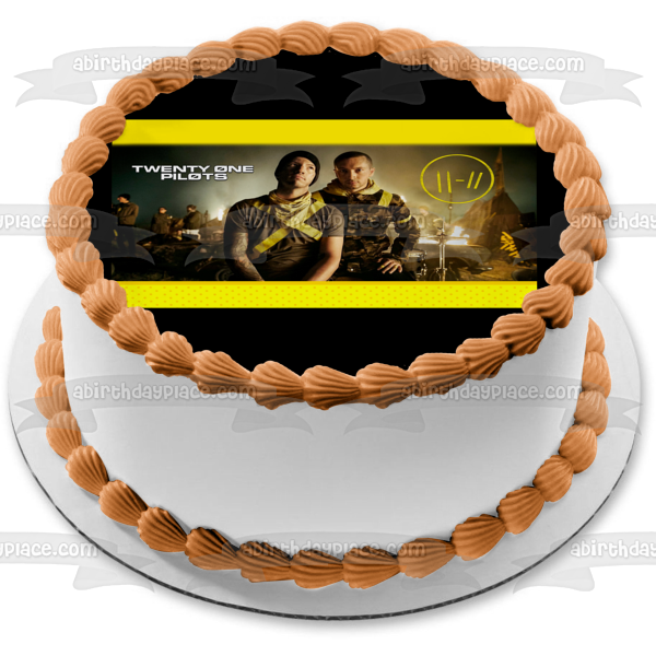 Twenty One Pilots Yellow Border Customizeable Edible Cake Topper Image ABPID57743