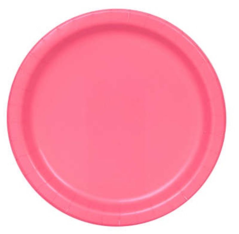 Hot Pink 9" Plates, 8ct