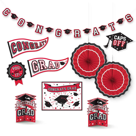 Grad Party Decorating Kit - Red, 10pcs