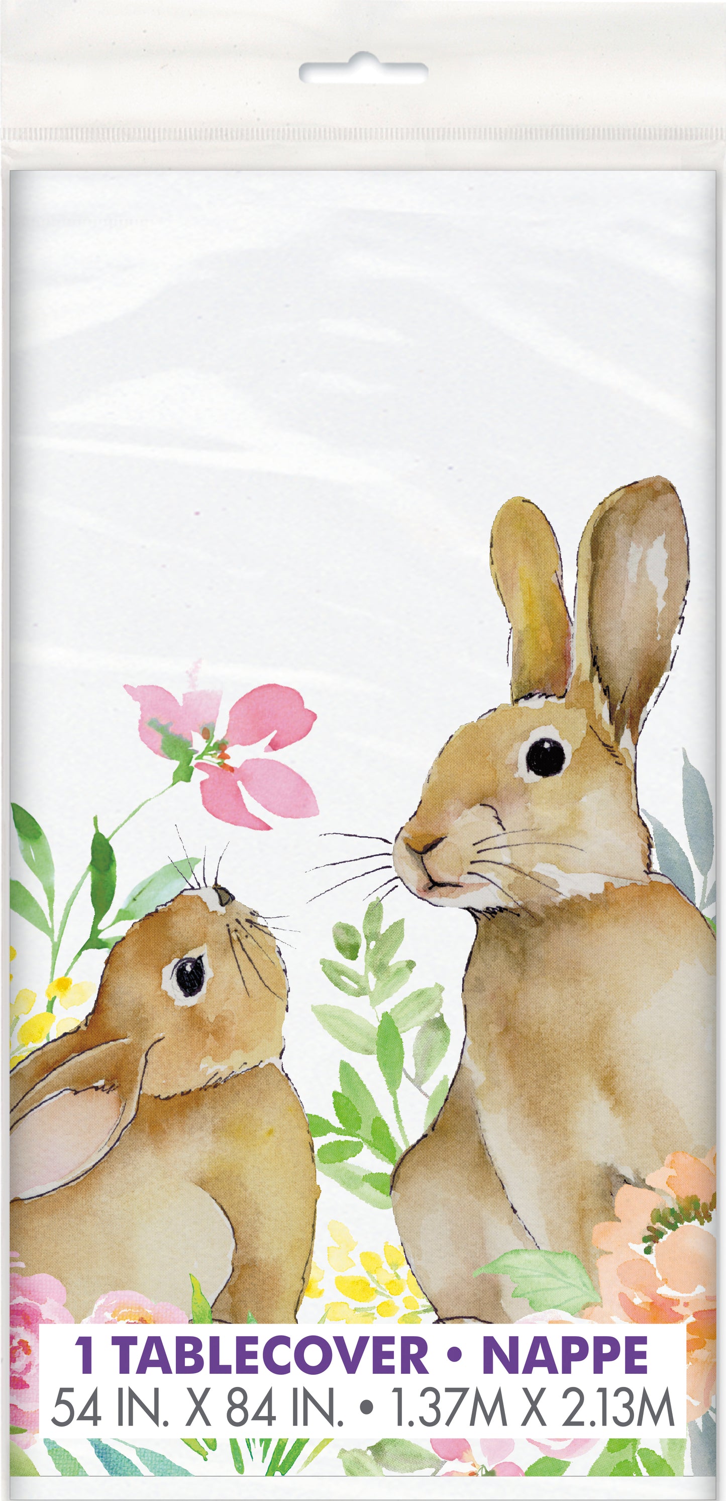 Watercolor Pastel Easter Rectangular Plastic Table Cover, 54" x 84", 1ct