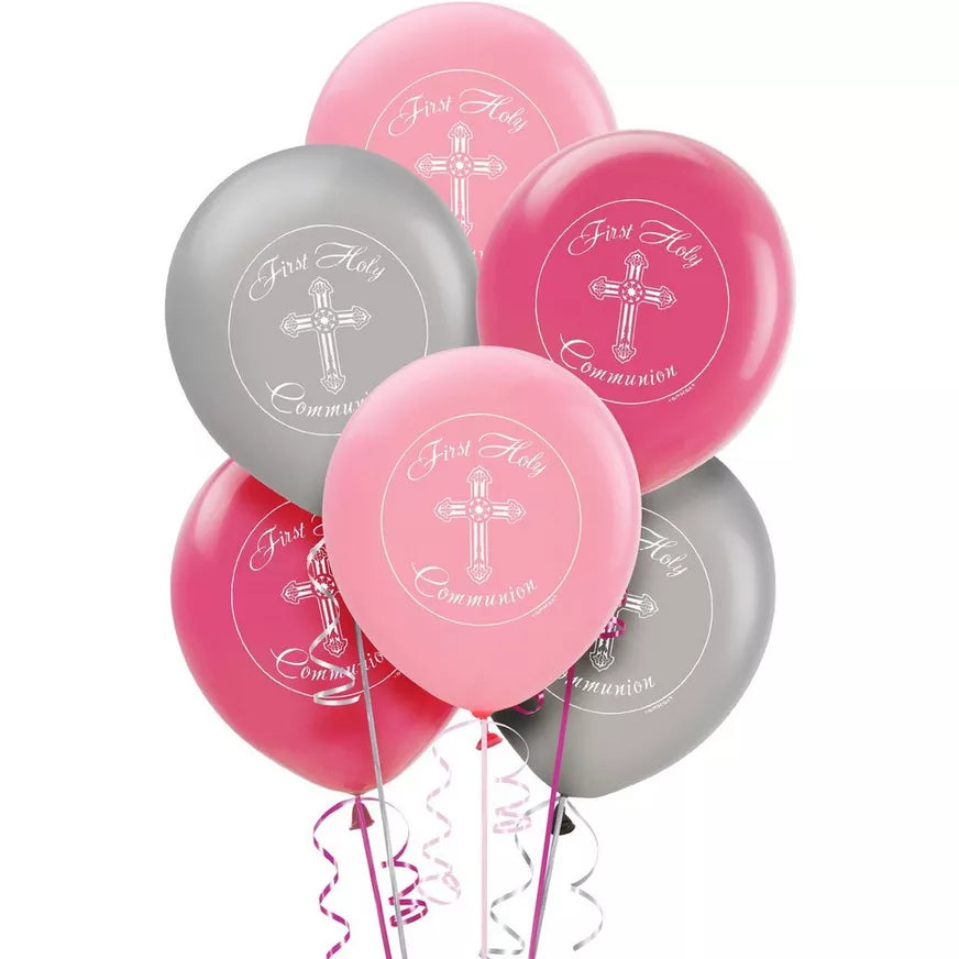 Communion Printed Latex Balloons - Pink