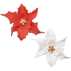 White and Red Poinsettias Gum Paste Flowers