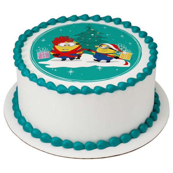 Minions Holiday Edible Cake Topper Image