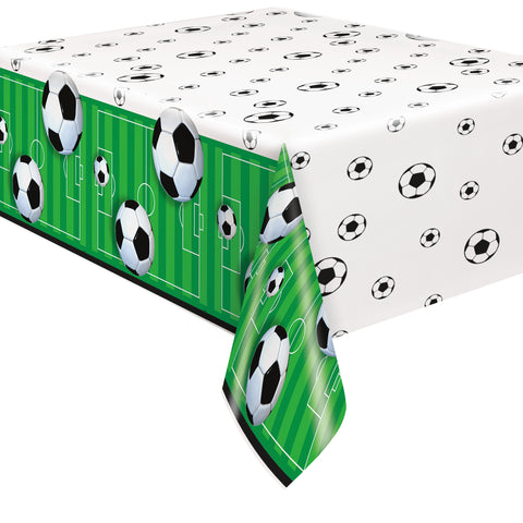 Soccer Rectangular Plastic Table Cover, 54" x 84", 1ct