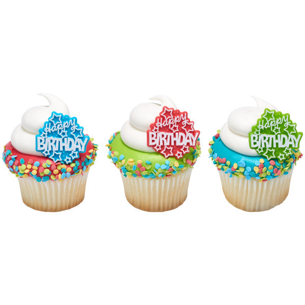 Happy Birthday Stars Cupcake Rings