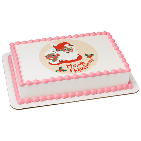 Merry Christmas Jolly Edible Cake Topper Image