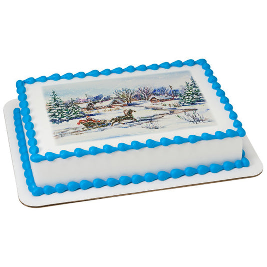 Sleigh Bells Ringing Edible Cake Topper Image