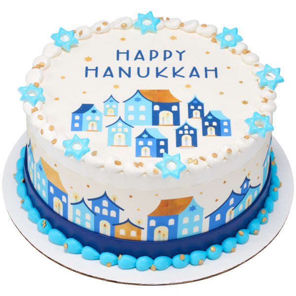 Happy Hanukkah Edible Cake Topper Image