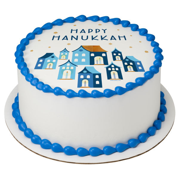 Happy Hanukkah Edible Cake Topper Image