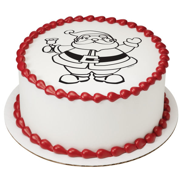Paintable Happy Santa Edible Cake Topper Image