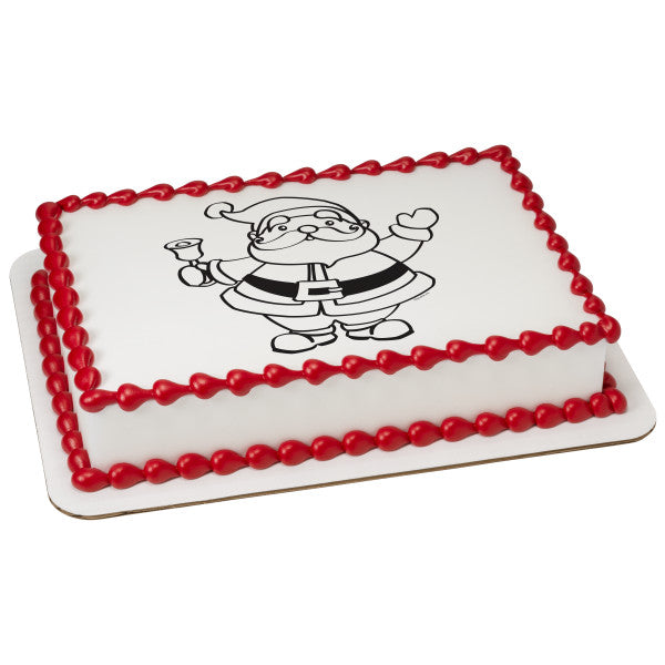 Paintable Happy Santa Edible Cake Topper Image