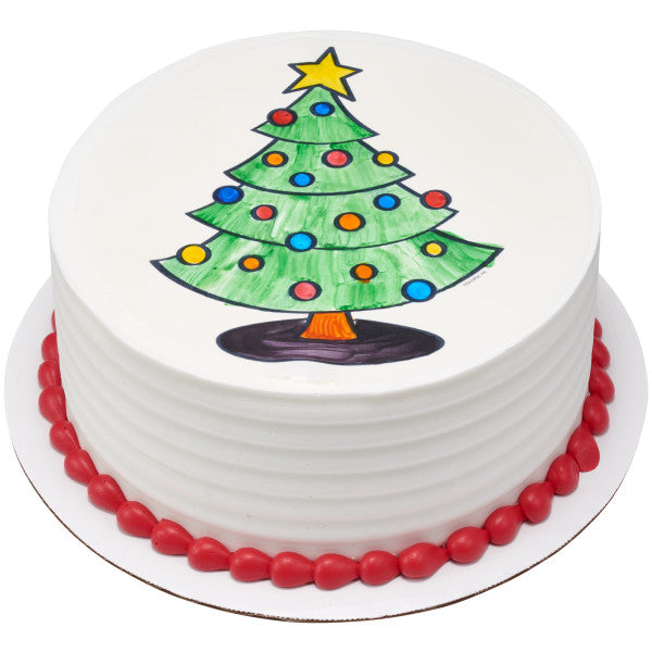 Paintable Christmas Tree Edible Cake Topper Image