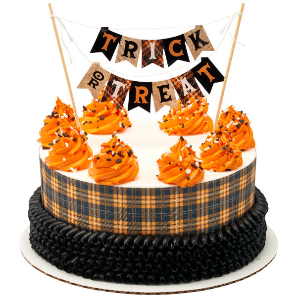 Black Plaid Edible Cake Topper Image Strips