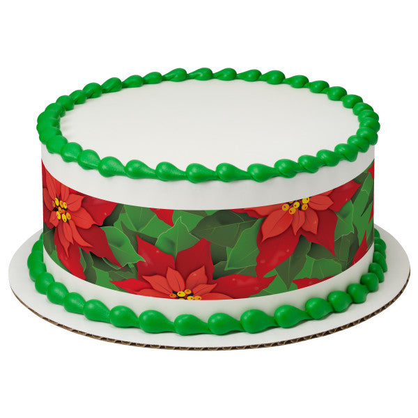 Poinsettias Edible Cake Topper Image Strips