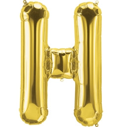 34" Letter H Gold Balloon, 1ct