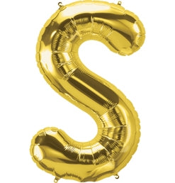 34" Letter S Gold Balloon, 1ct