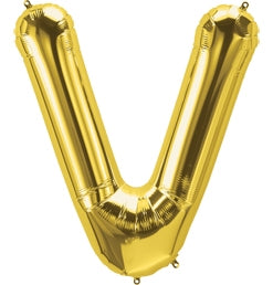 34" Letter V Gold Balloon, 1ct