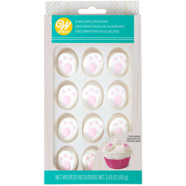 Easter Bunny Feet Icing Decorations, 24-Count