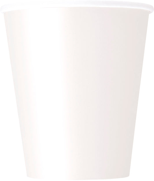 White Solid 9oz Paper Cups, 8ct